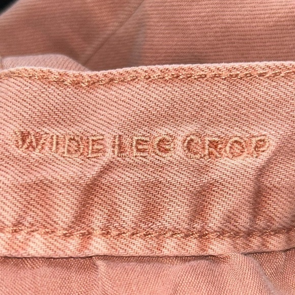 American Eagle Jeans Wide Leg Cropped Raw Hem Hidden Button Fly High Rise Denim - Picture 5 of 16